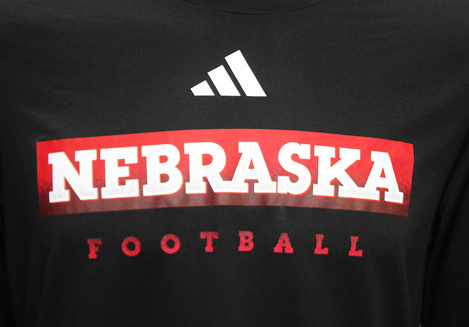 Adidas Nebraska Football Pregame LS Tee - Black