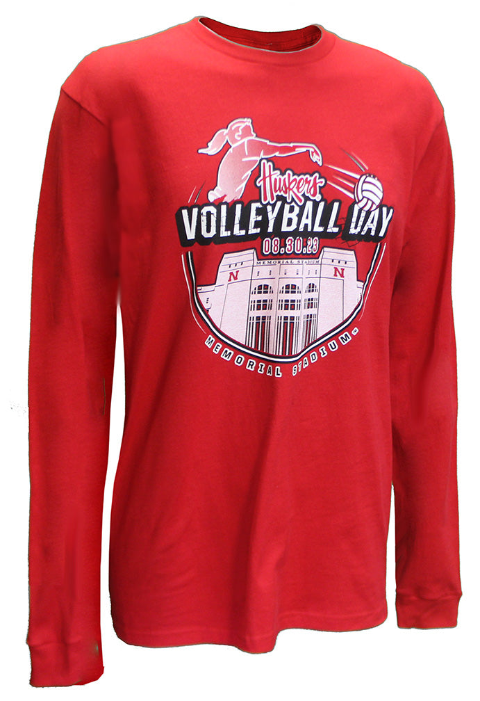 Huskers Volleyball Day Spike Memorial Stadium LS Tee