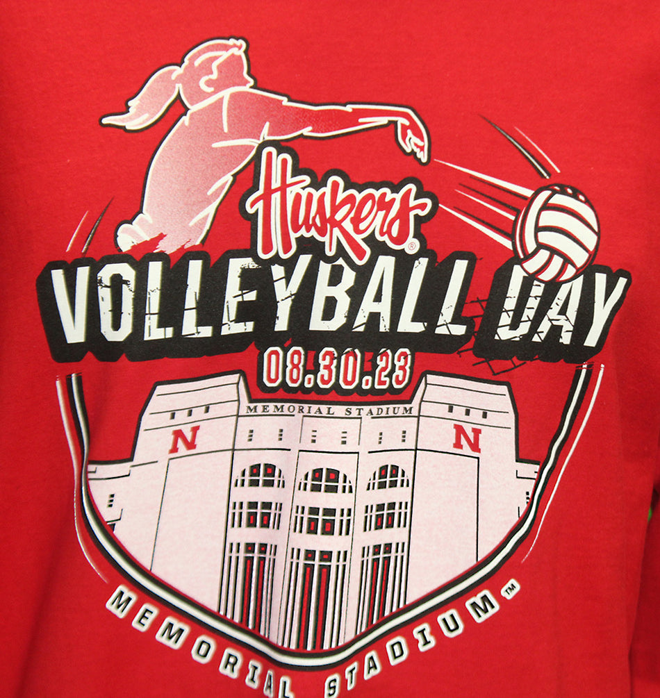 Huskers Volleyball Day Spike Memorial Stadium LS Tee