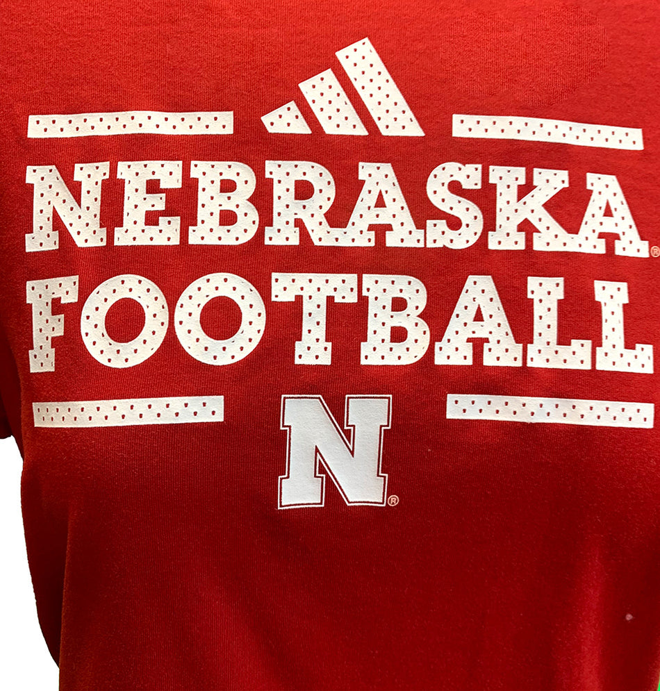 Adidas 2024 Womens Nebraska Football Locker Practice SS Pregame Tee