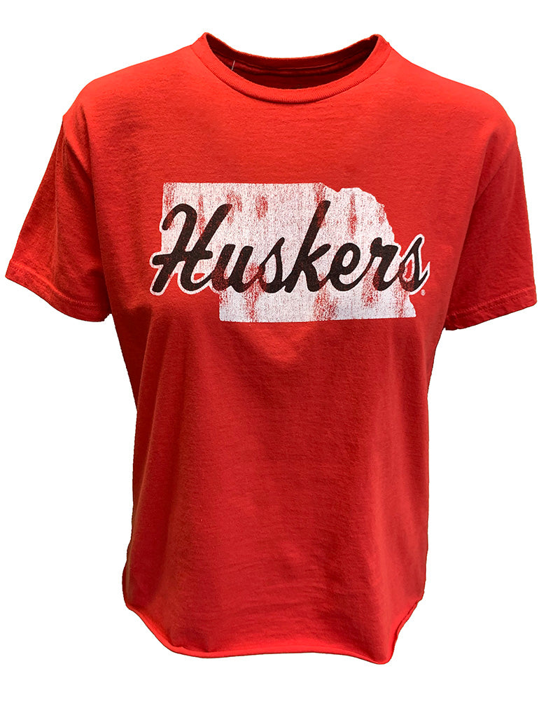 Womens Vintage Wash Huskers State Cut Off Tee