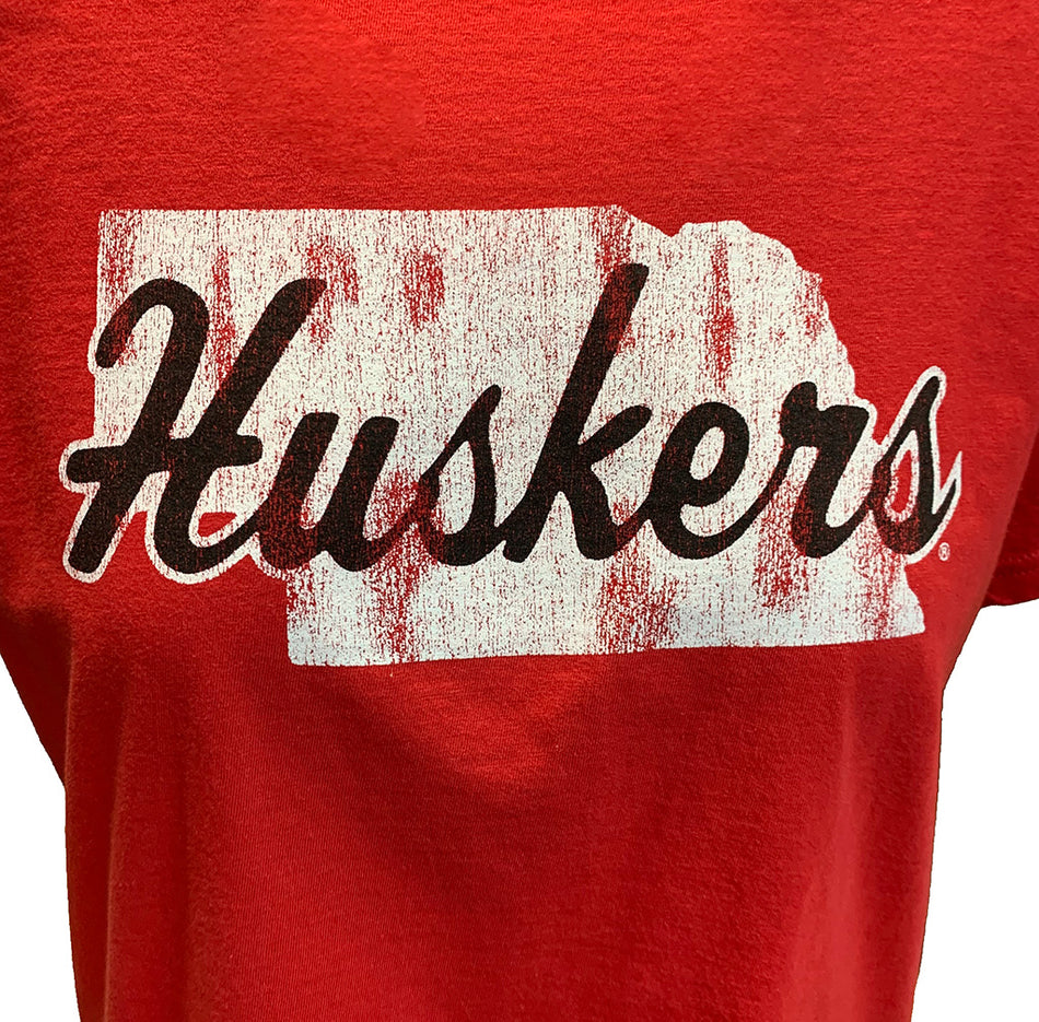 Womens Vintage Wash Huskers State Cut Off Tee