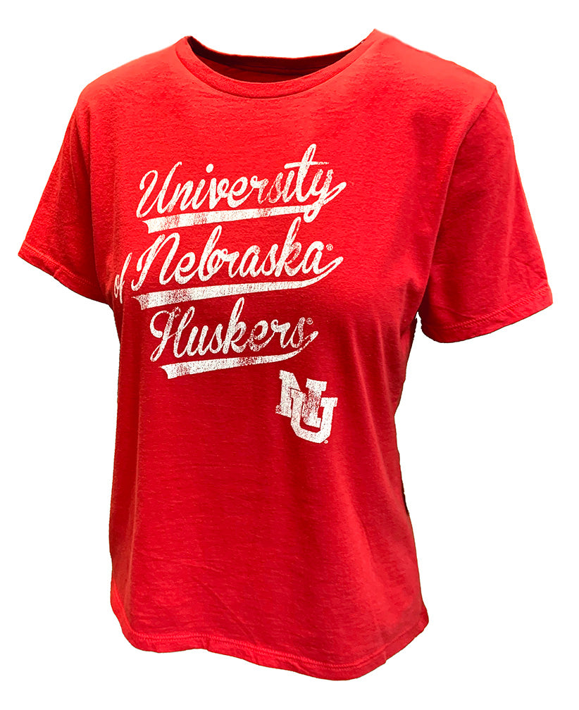 Womens Vintage Wash CUniversity Of Nebraska Huskers Retro Top