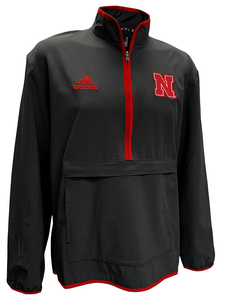 Adidas 2024 Nebraska Coaches Woven Quarter Zip Jacket - Black