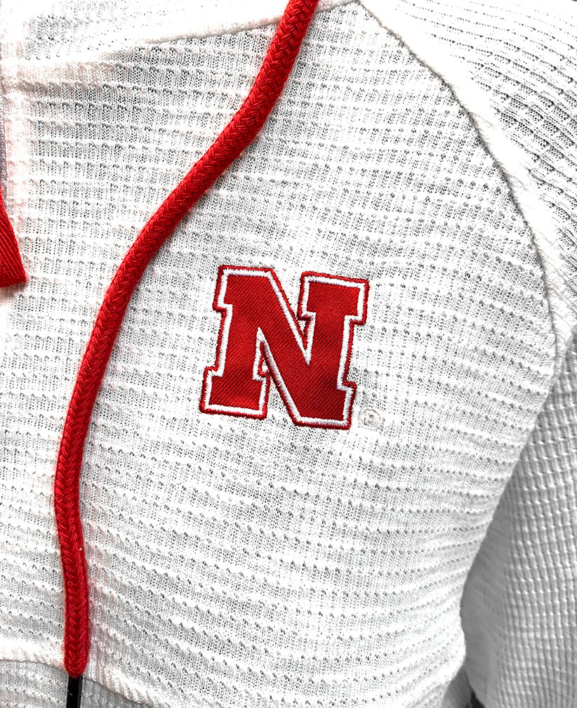 Womens Nebraska Quarter Zip Waffle Sweater