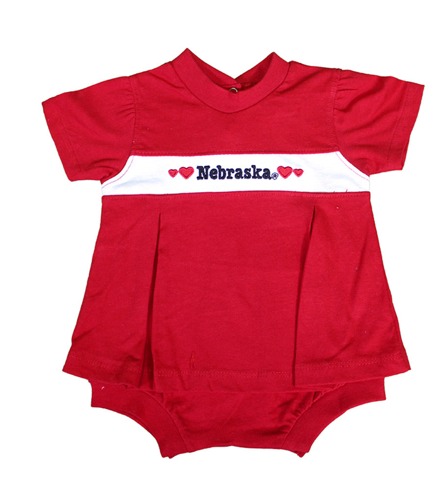 Nebraska Banner Pleated Dress Onesie