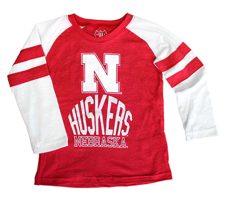 Kids Nebraska Huskers Cherry Stripe Raglan