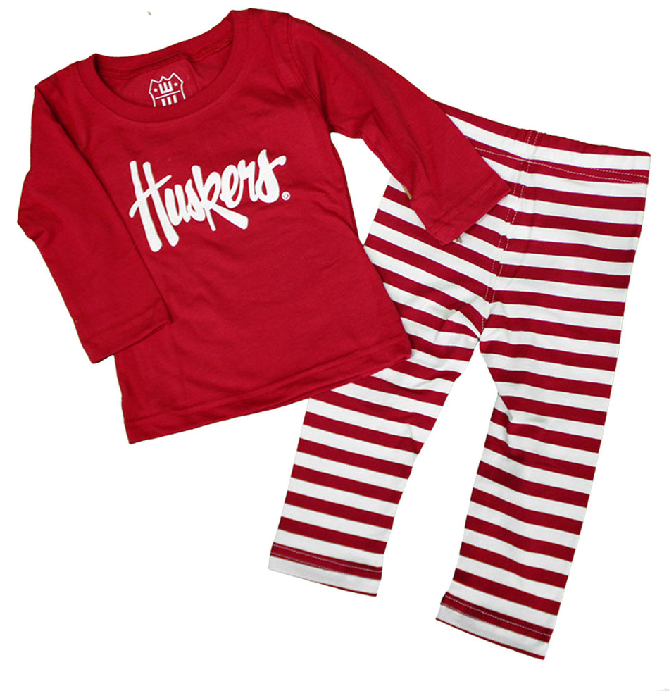 Huskers Lil Gals Cherry Stripe Set