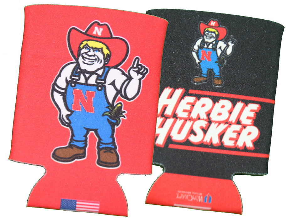 Nebraska Herbie Husker 12 Ounce Can Coolie
