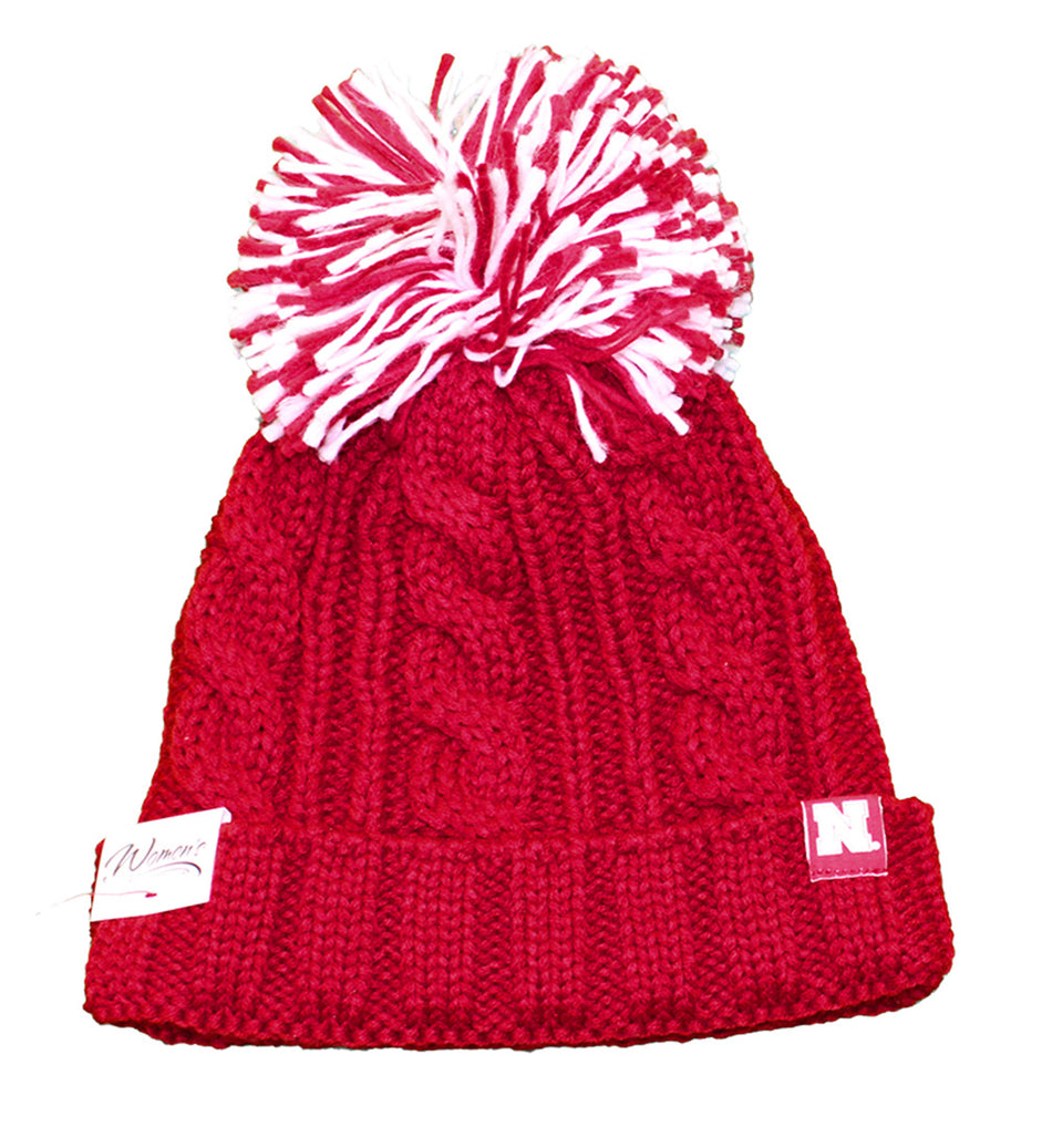 Adidas Womens Nebraska Pom Pom Stocking Cap
