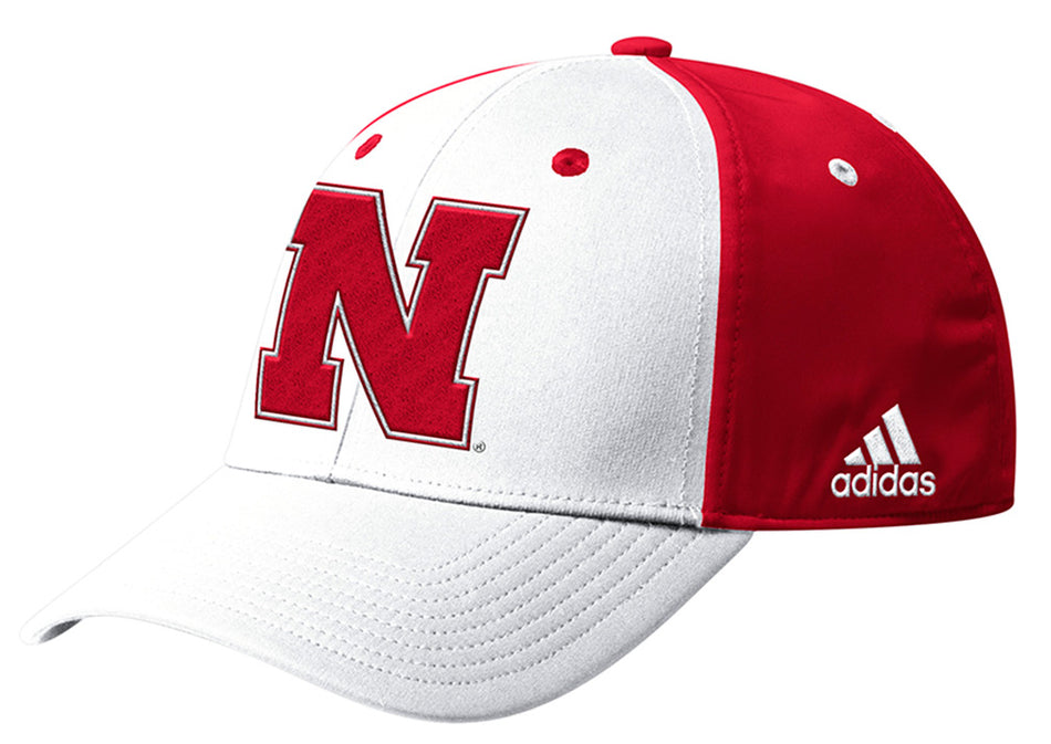 Adidas Official 2019 Sideline Coaches Nebraska Flex Hat - White N Red