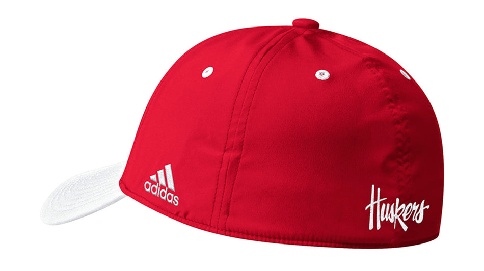 Adidas Official 2019 Sideline Coaches Nebraska Flex Hat - White N Red
