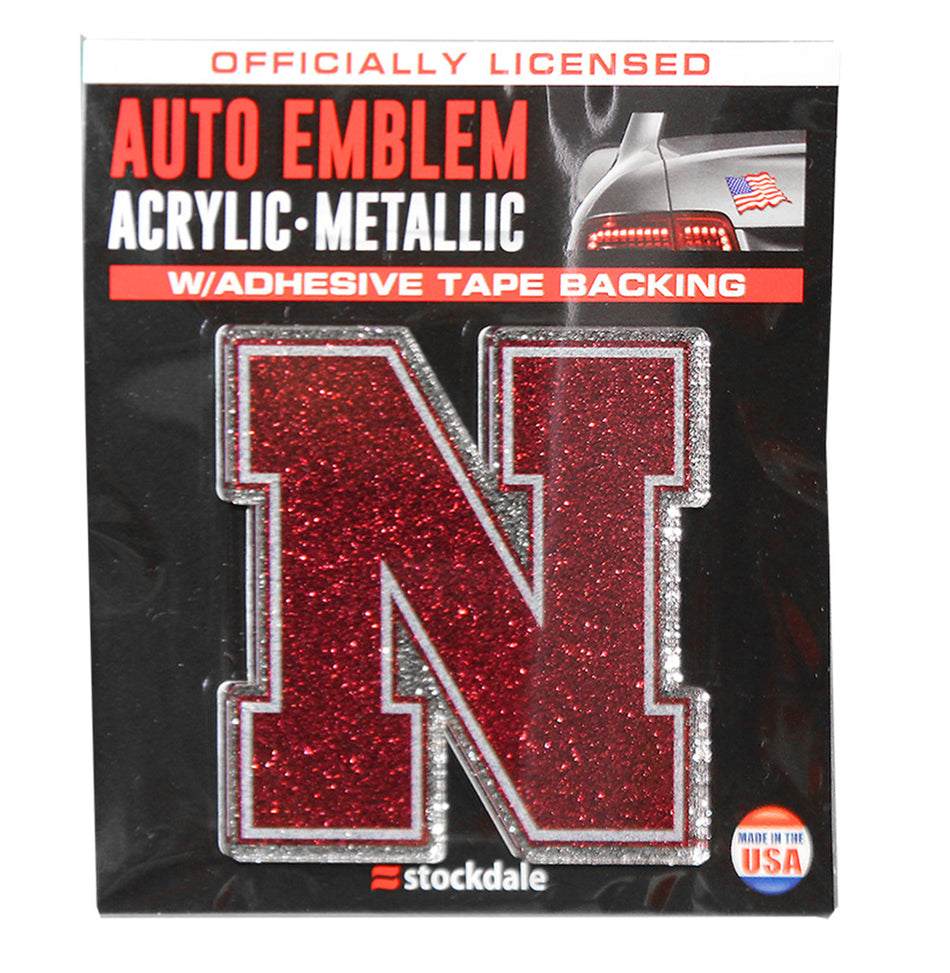 Nebraska Glitter Auto Emblem