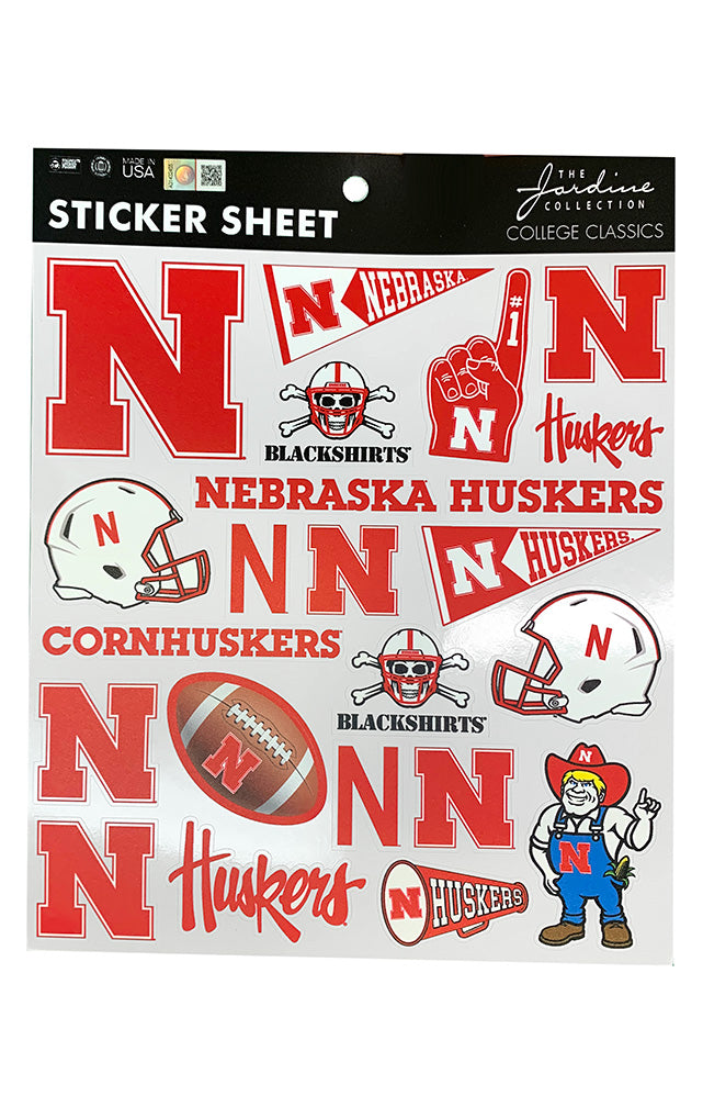 Nebraska Cornhuskers Football Sticker Sheet