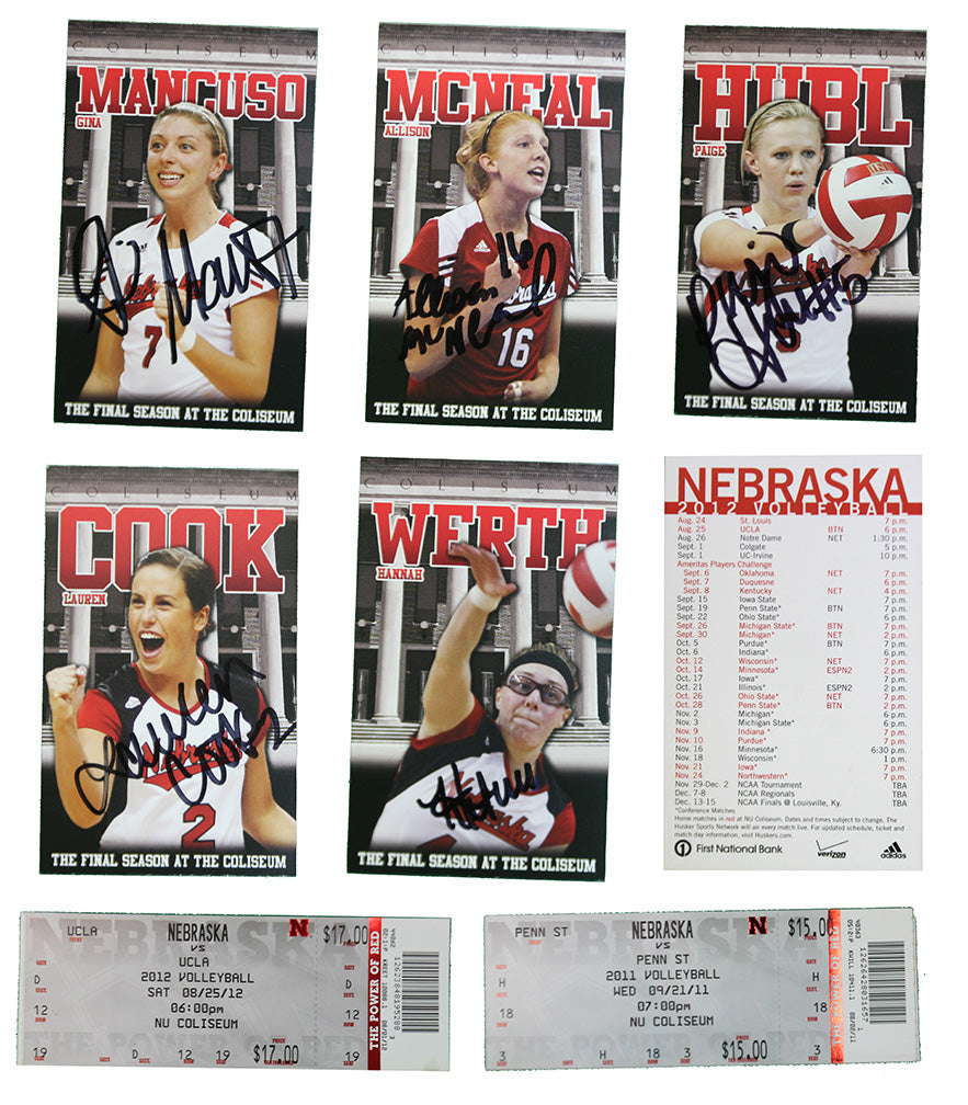Last Hurrah at the Colosseum Husker Volleyball Autographed Cards N Tickets Set!