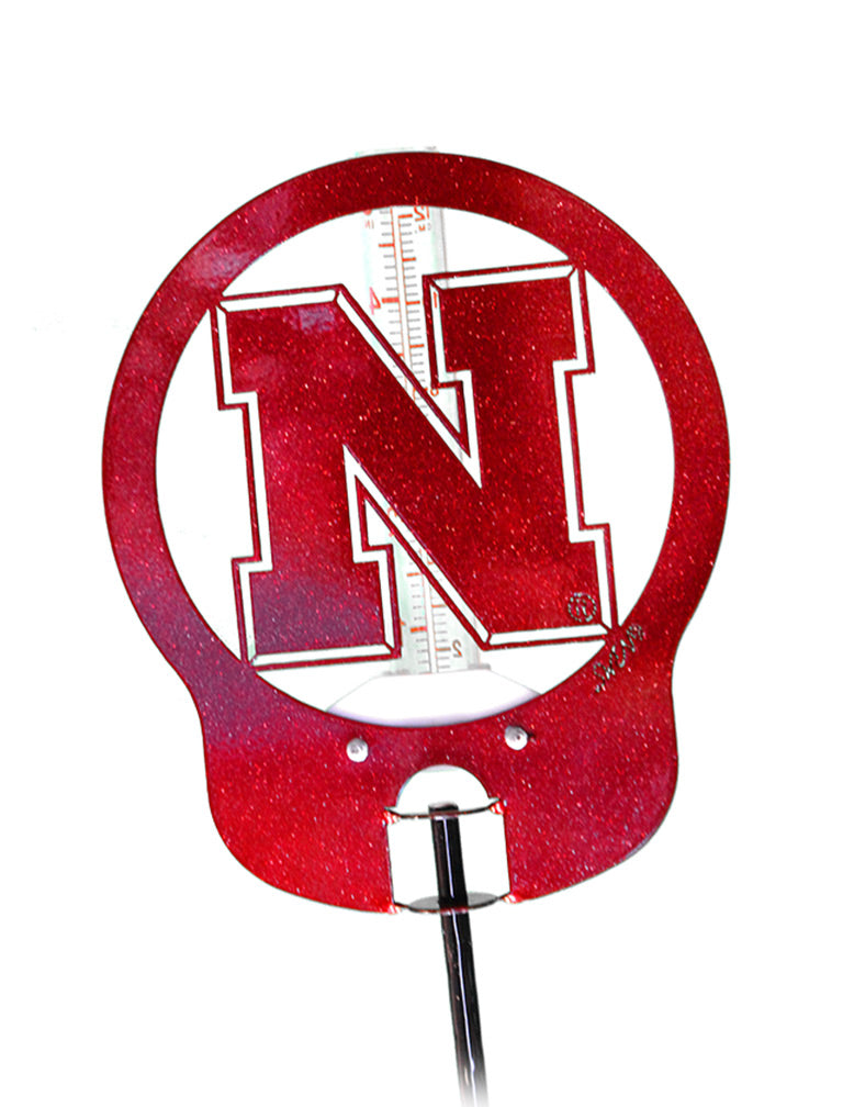 Huskers Yard Ornament Rain Gauge