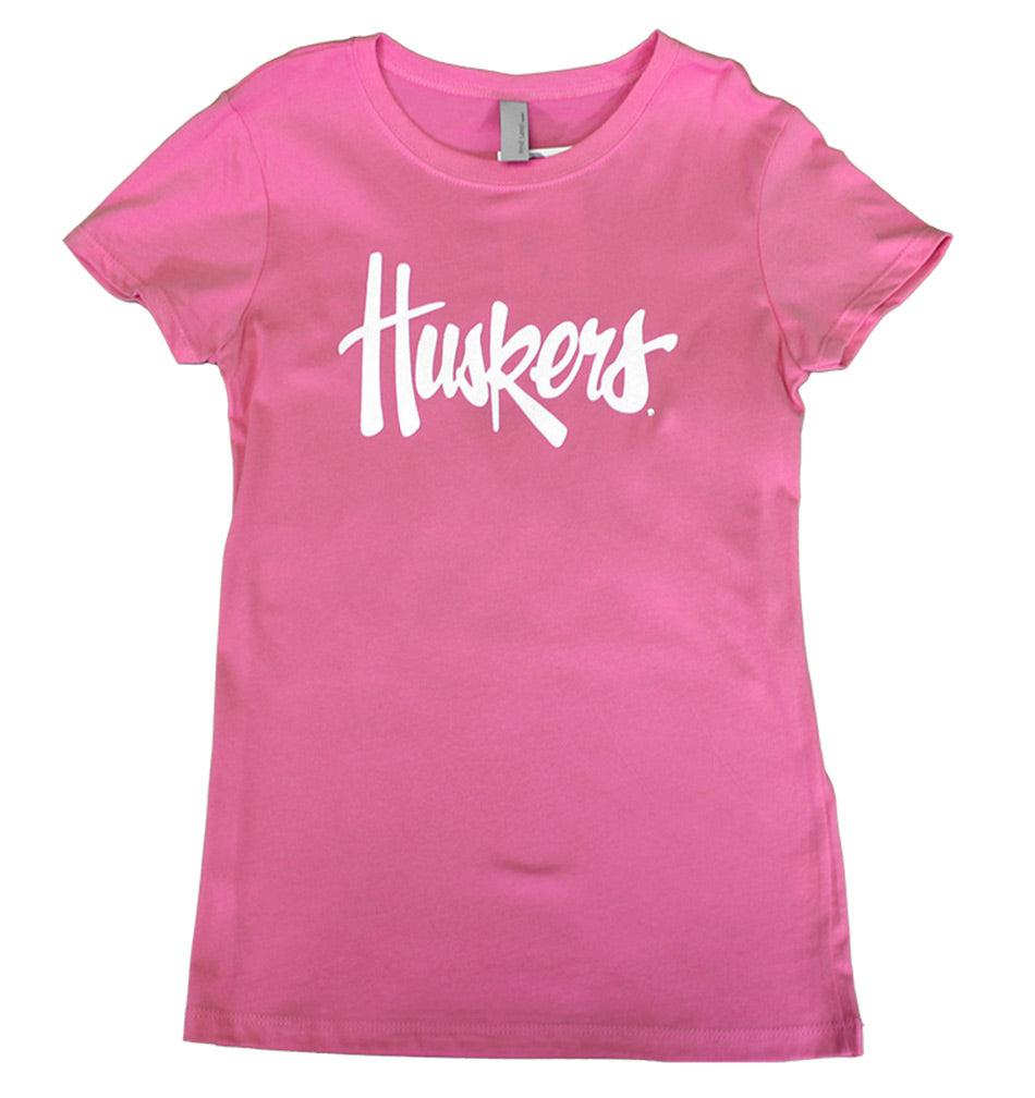 Youth Gals Pink N Glitter Huskers Tee