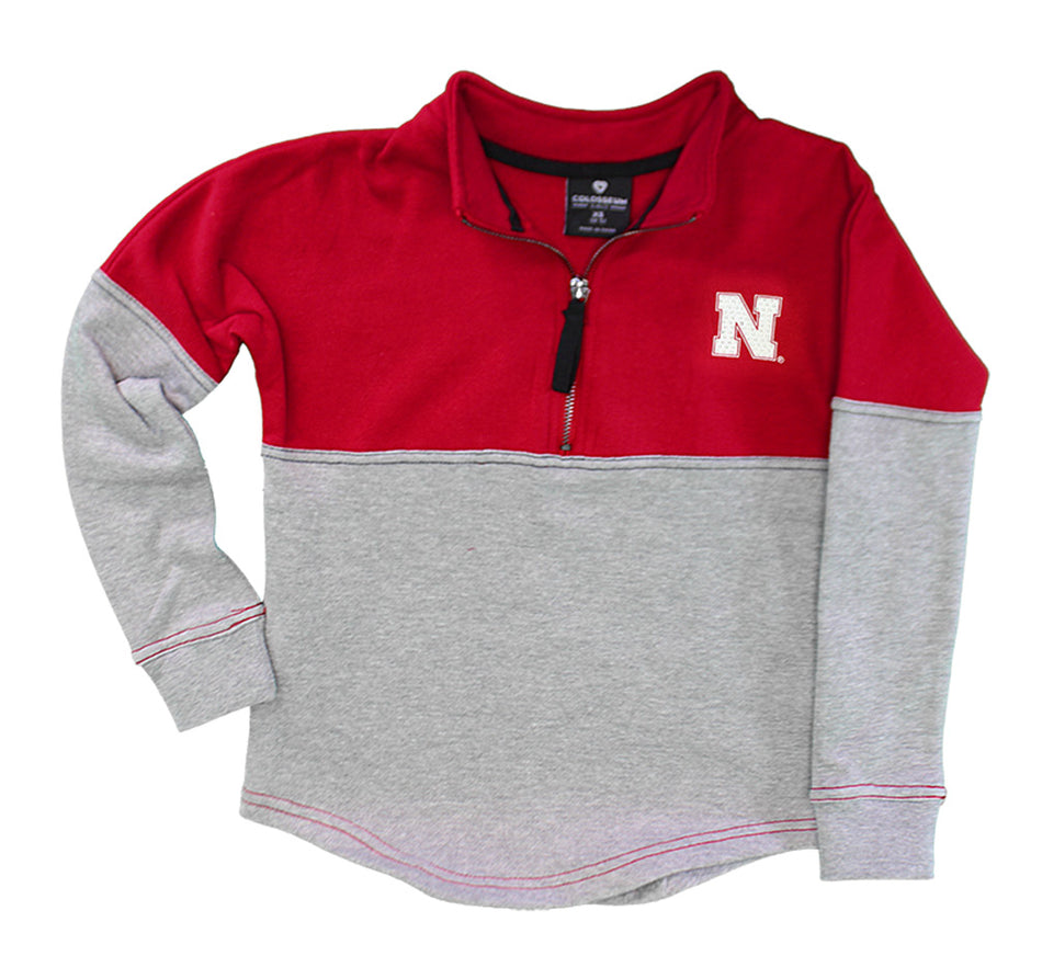 Youth Nebraska Rhinestone Half Zip Pullover