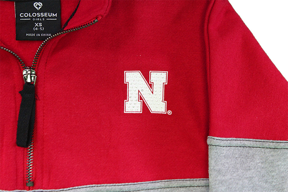 Youth Nebraska Rhinestone Half Zip Pullover